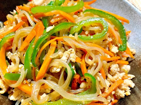 ヘルシー&簡単♪鶏ひき肉の糸こんチャプチェ